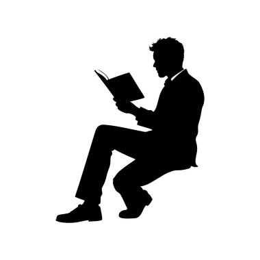 Oturmuş bir adamın silueti siyah bir kitap okumaya dalmıştı.