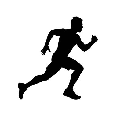 Hareket halindeki kararlı bir koşucunun silüeti, hız ve çeviklik aktarımı