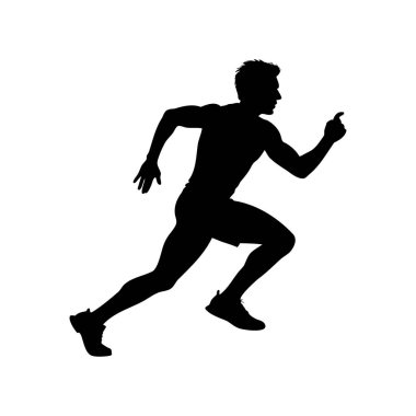 Spor Giyim Üniformasıyla Tam Hızda Koşan Bir Adamın Silueti