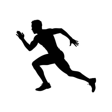 Koşu Yarışması Sırasındaki Tam Adım Atlet Silueti