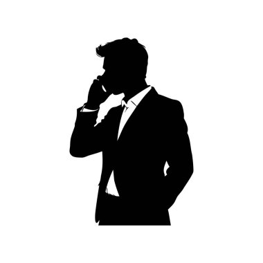 Bir İş Adamının Silueti Siyah Telefonuyla Konuşuyor