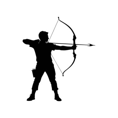 Hedefe ok ve yay doğrultmuş bir okçunun silueti.