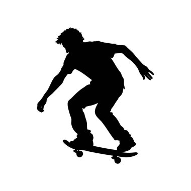 Havalı bir kaykaycının silueti stil ve beceriyle bir numara yapıyor.