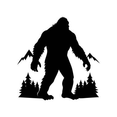 Koca Ayak 'ın Silueti Dağlarda ve Evergreen Ormanlarında Dolaşıyor