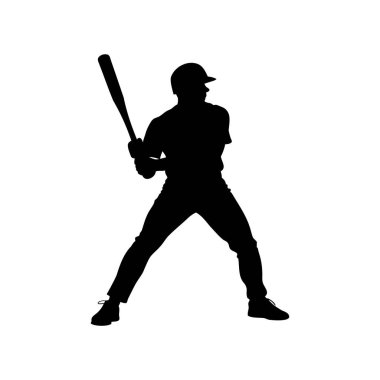 Beyzbol sopası silueti vurmaya hazır bir sopayla sallanmaya hazırlanıyor.