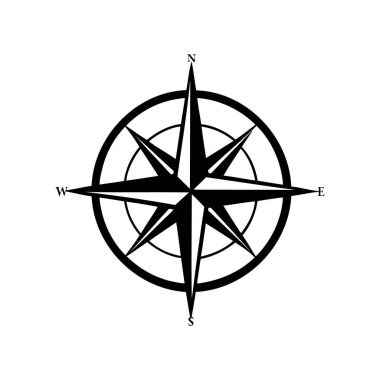 Siyah beyaz pusula yükseldi Kuzey Doğu ve Batı yönünde