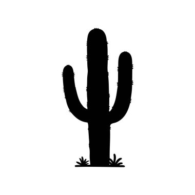 Bir Saguaro Kaktüsünün Silueti Temiz Beyaz Arkaplan Karşısında