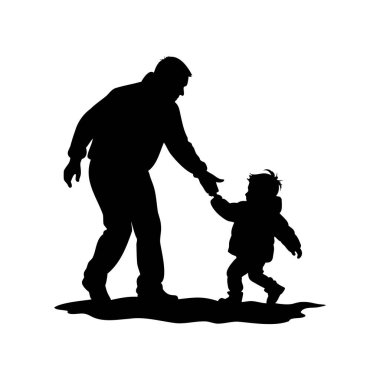 Baba ve Çocuğun Yürek ısıtan Silüeti El ele Yürüyor