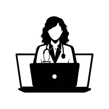 Laptop Bilgisayar, Teletıp ve Sanal Bakım Konsepti üzerinde çalışan Doktor