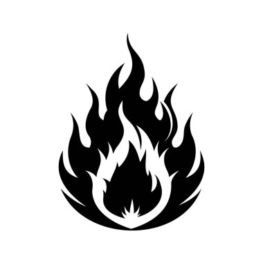 Basit ama çarpıcı siyah-beyaz ateş grafik tasarımı çizimi