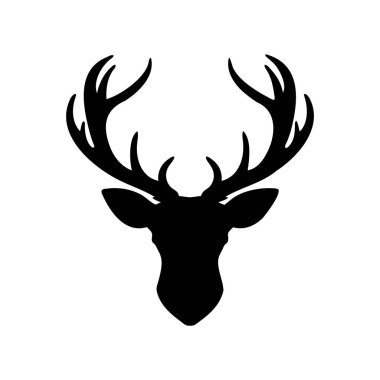 Görkemli Geyik Başının Silüeti Beyaz Boynuzlu Karmaşık Boynuzlularla