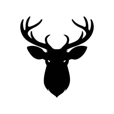 Beyaz Boynuzlu Muhteşem Geyik Başının Zarif Siyah Silueti