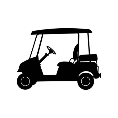 Beyaz Arkaplanda Klasik Golf Arabasının Basit Siyah Silüeti