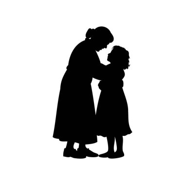 Anne ve Kızı Silueti Kucaklıyor, Şefkat Anı Yakalıyor