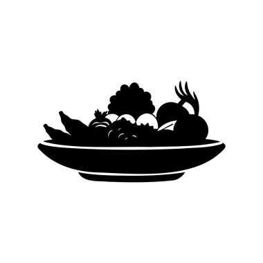 Bereketli meyve kâsesinin silueti sağlıklı meyvelerle dolup taşıyor.