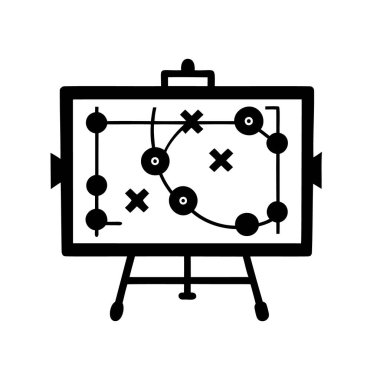 Bir oyun planı veya iş stratejisi gösteren çizilmiş stratejik planlama tahtası