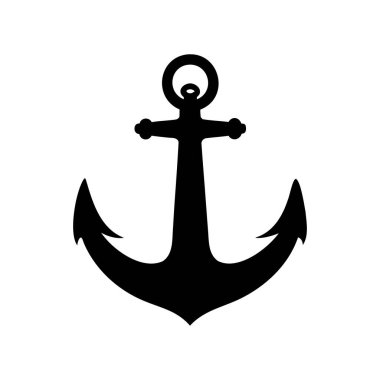 Denizcilik Teması ve Denizcilik Tasarımları için Basit ve Güçlü Siyah Çapa İllüstrasyonu