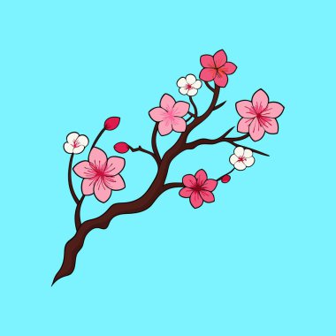 Çiçek açan, pembe ve beyaz çiçekli kiraz ağacı resmi.