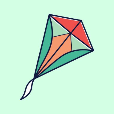 Açık yeşil zemin üzerinde geometrik tasarımı olan renkli uçurtma