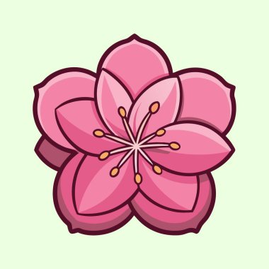 Açık yeşil arka planda koyu çizgili biçimlendirilmiş pembe çiçek.