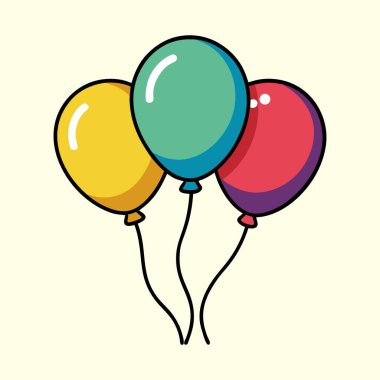 Hafif arka planda yüzen renkli balonlardan oluşan neşeli bir koleksiyon