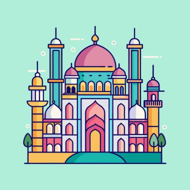 Canlı Mimari Marvel A Karikatür Biçimi Minaretlerle İslami Mimarinin Tasviri