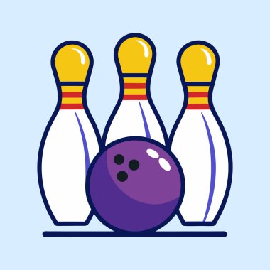 Çizgi film tarzı bir bowling topu ve üç lobut.