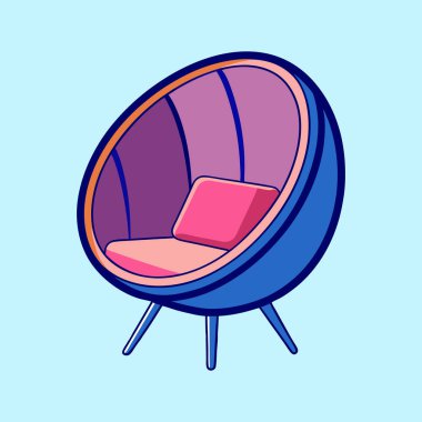 Modern Yumurta Sandalyesi Soluk Mavi Arkaplan Çizgi Filmi