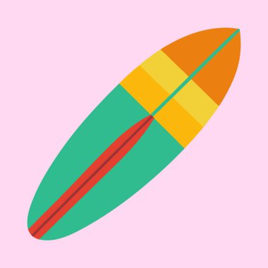 Açık Pembe Arkaplanda Renkli Düz Tasarım Sörf Tahtası Resimleri