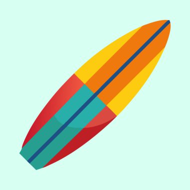 Açık Mavi Arkaplanda Mavi Çizgili Renkli Sörf tahtası