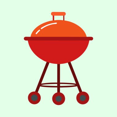 Büyüleyici kırmızı ve turuncu çaydanlık ızgarası pişirmeye hazır.