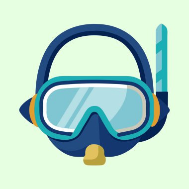 Dalış ve yüzme için renkli bir şnorkel ve maske seti.