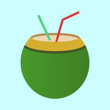 Hafif arka planda iki pipetli taze hindistan cevizi içeceği tasviri