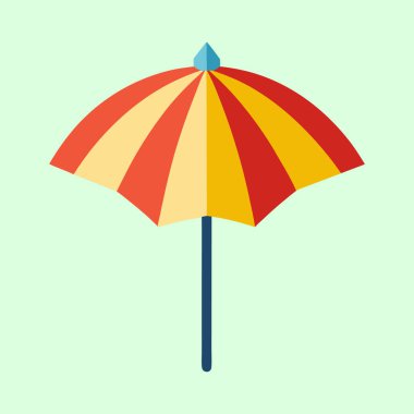 Kırmızı ve Sarı Çizgili Plaj Şemsiyesi Açık Mavi Finali