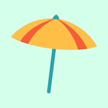 Açık Arkaplan Karşısında Turuncu Çizgili Basit Çizgi Roman Sahili Şemsiye Simgesi