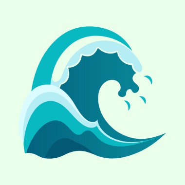 Deniz Köpüğü ve Basit Tasarım Elementleri ile Biçimlendirilmiş Mavi Dalga İllüstrasyonu
