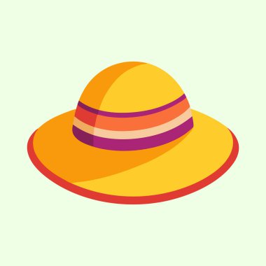 Yaz Tatili için Renkli Çizgili Sarı Güneş Şapkası