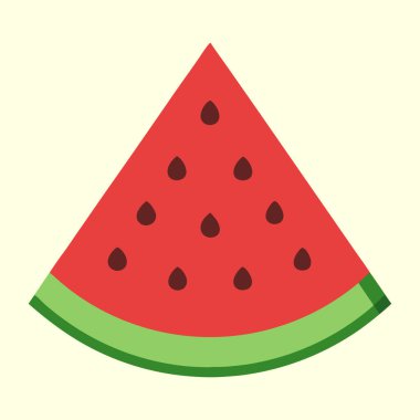 Bir sürü tohumu olan sulu bir karpuz diliminin basit bir çizimi