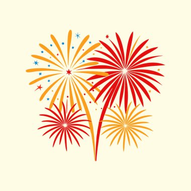 Kırmızı Turuncu ve Mavi Renkli Havai fişek Vektör Resimleri