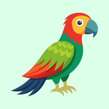 Yeşil Gövde ve Kırmızı Başlı ve Kuyruklu Renkli Papağan Resimleri