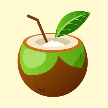 Saman ve yapraklı nefis, ferahlatıcı hindistan cevizi içeceği soluk arkaplanda