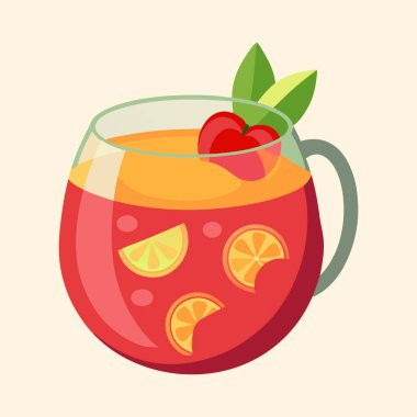 Kiraz ve limon dilimli nefis yaz meyveli punç içeceği.