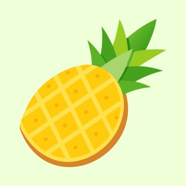Açık yeşil arkaplanı olan bir çizgi film ananası. Yaz için mükemmel.