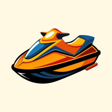 Modern bir jet ski 'nin canlı ve stilize edilmiş bir çizimi.