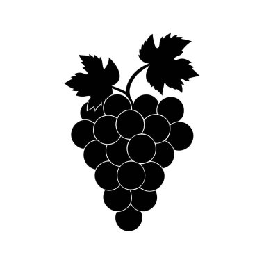 Bir üzüm kümesinin minimalist siyah beyaz vektör grafiği