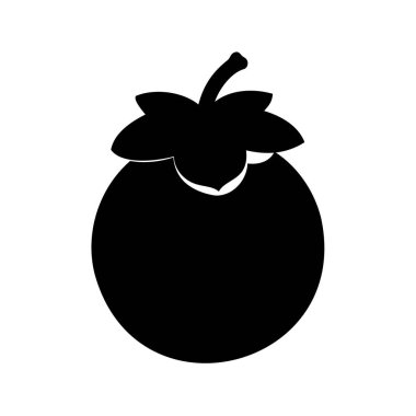 Sapı ve yaprakları olan simetrik siyah bir meyvenin biçimlendirilmiş vektör görüntüsü