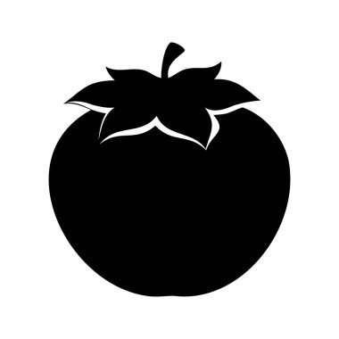 Siluetinde yapraklar olan siyah domatesin basit bir vektör çizimi