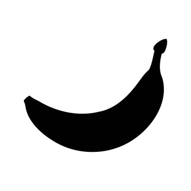 Beyaz arkaplandaki tek bir muzun saf siyah silüeti.