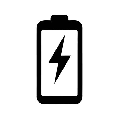 Siyah beyaz yıldırım sembollü tam pil simgesi