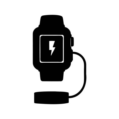 Ekran ve şarj kablosunda yıldırım sembolü ile şarj olan akıllı seğirme